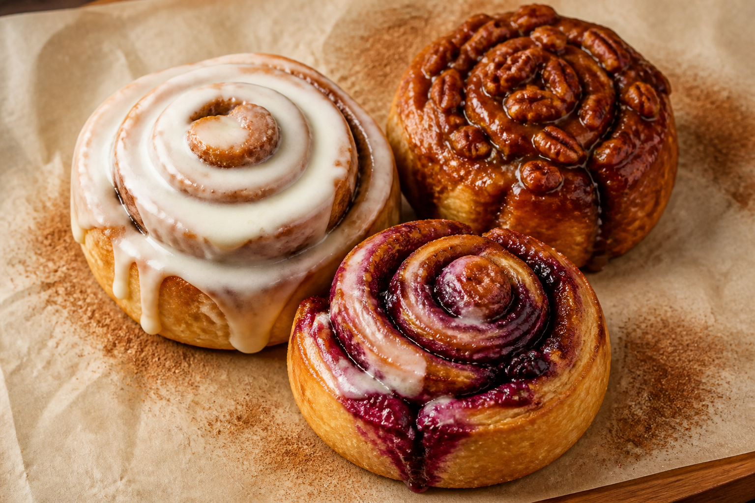Three rolls on the counter